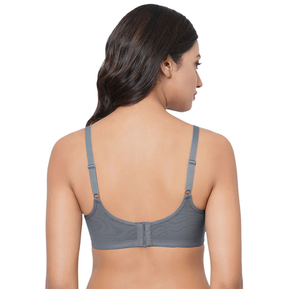 Motion Wear Sports Padded Non-wired Racer Back High Intensity Full coverage Sports Bra - Grey