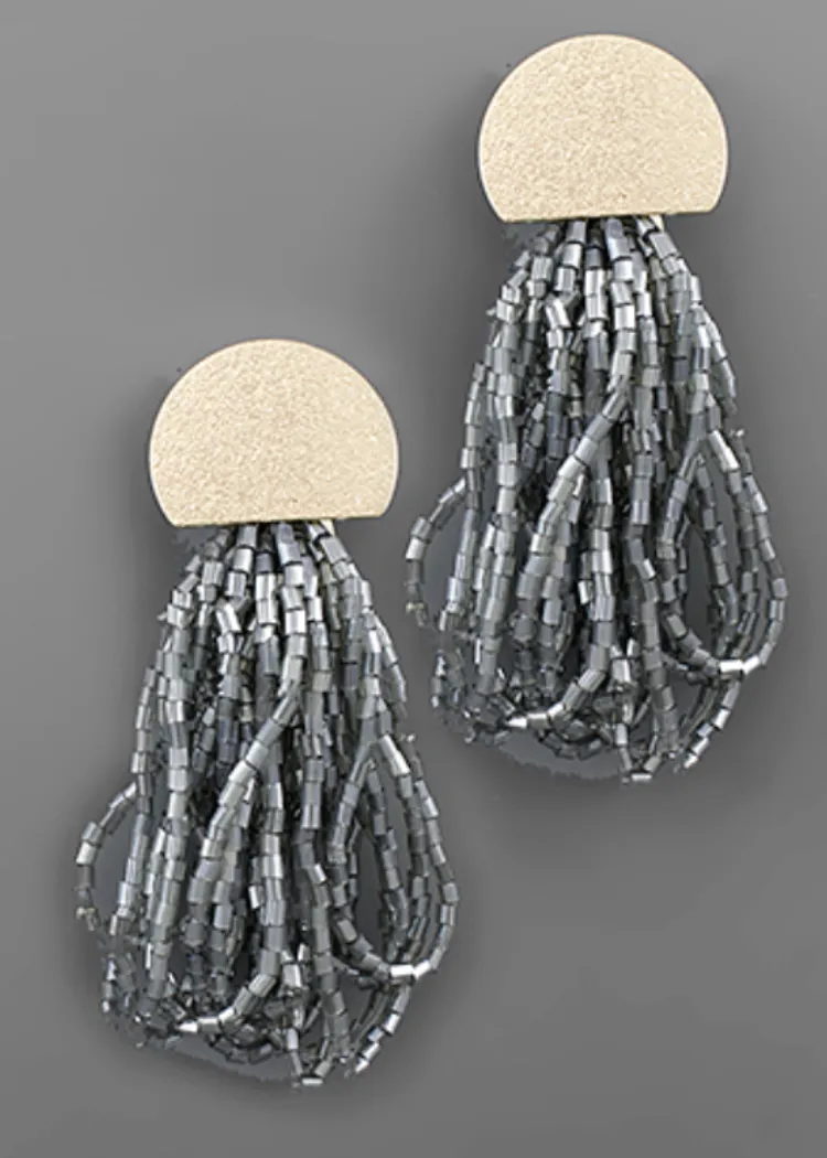 Nadia Bead Earrings-Grey