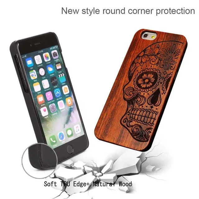 Natural U&I Brand New Wood Phone Case For iPhone 5 5S 6 6S 6Plus 7 7Plus Cover Wooden High Quality Shockproof Protector Coque