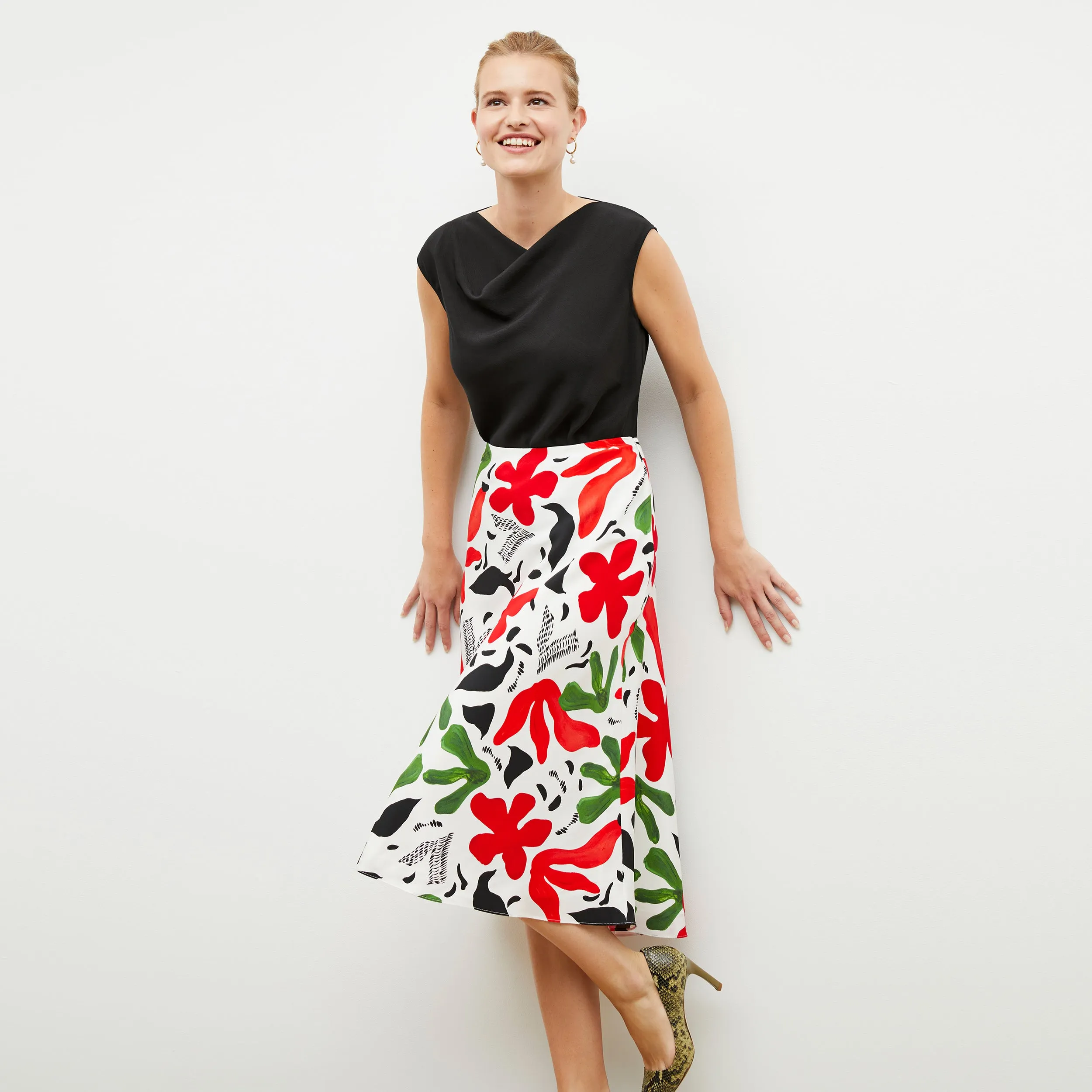 Orchard Skirt - Washable Silk :: Cutout Print