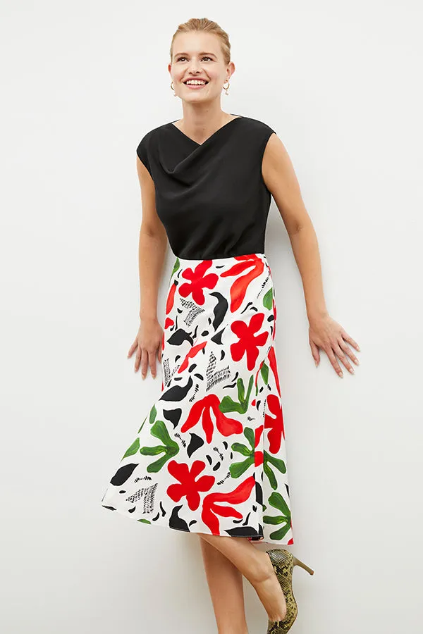 Orchard Skirt - Washable Silk :: Cutout Print