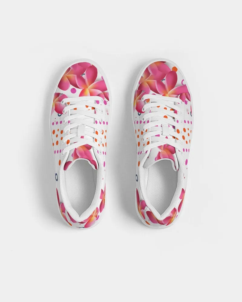 Pink Plumeria Floral Dots Sneakers