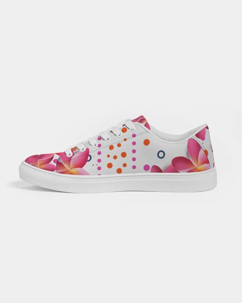 Pink Plumeria Floral Dots Sneakers