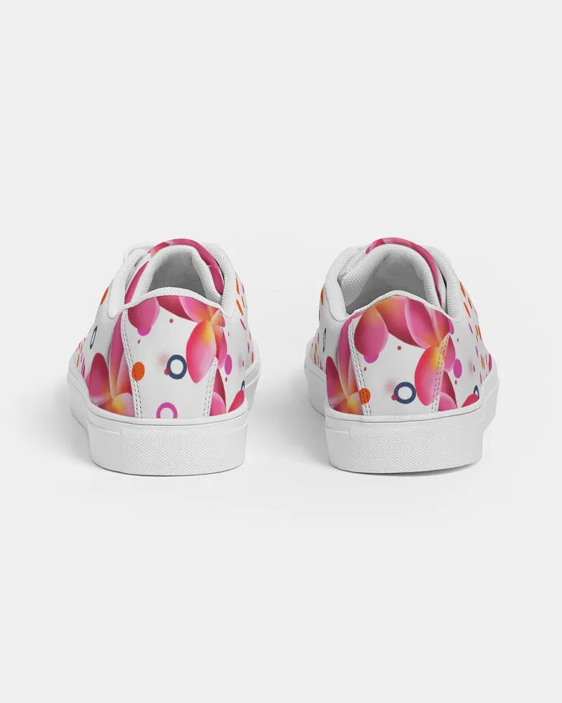 Pink Plumeria Floral Dots Sneakers