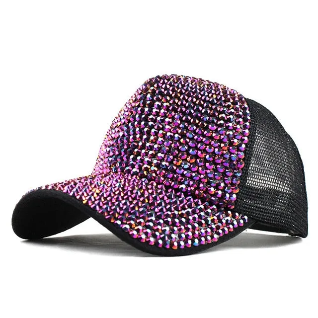 Rhinestone Gothic Punk Embroidered Baseball Cap