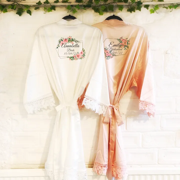 Rose Geometric Wedding Dressing Robe