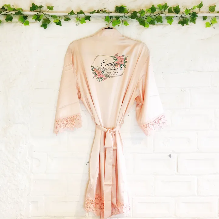 Rose Geometric Wedding Dressing Robe