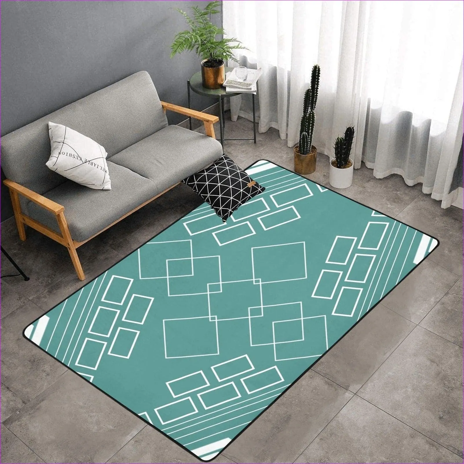 Shaped Out Area Rug with Black Binding 7'x5' (3 colors)