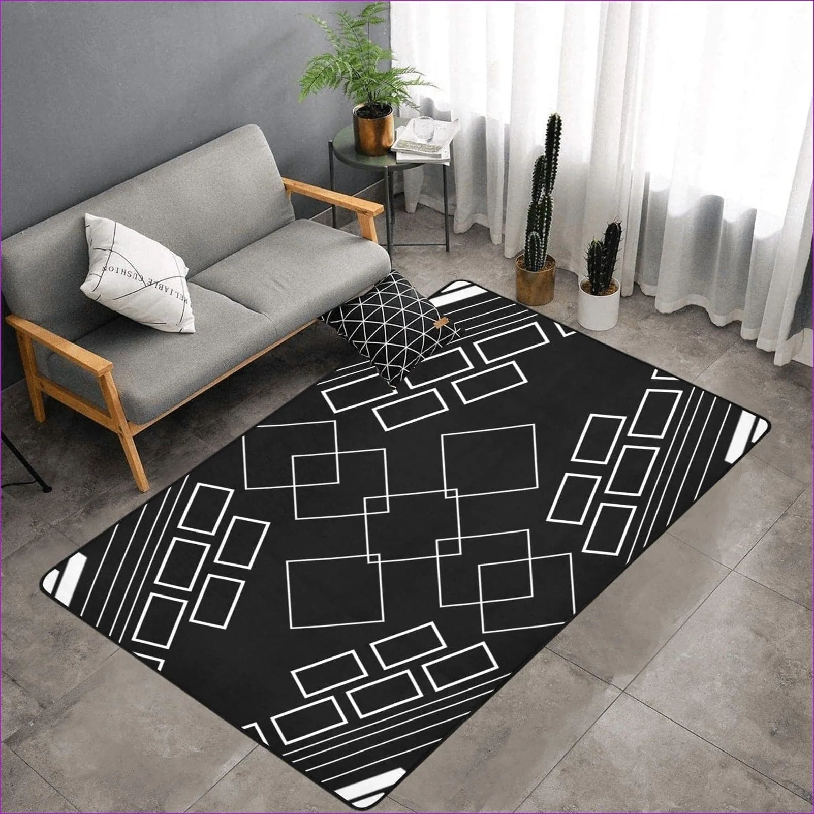 Shaped Out Area Rug with Black Binding 7'x5' (3 colors)