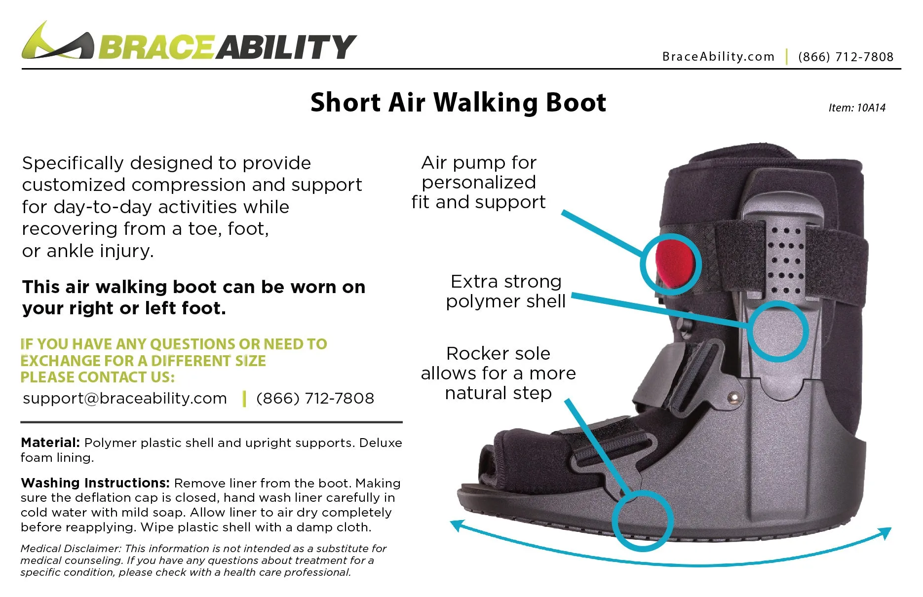 Short Air Medical Walking Boot for Broken / Injured Foot