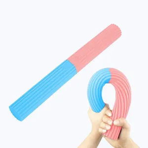 Silicone Multifunctional Fitness Bar Rehabilitation Training Arm Strength Bar Wrist Strength Forging Resistance Bar(Light Blue   Pink)