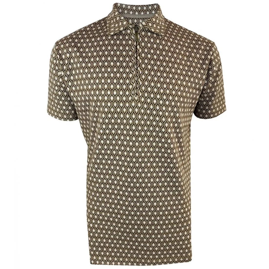 Ska & Soul Geometric Zip Polo Shirt Desert