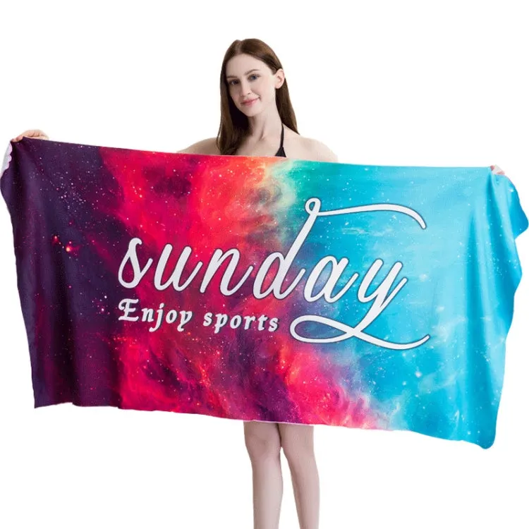 Sports Fitness Swimming Bath Towel Printed Double-Sided Velvet Absorbent Quick-Drying Beach Towel, Size: 156x81cm (Quick Dry Sky)