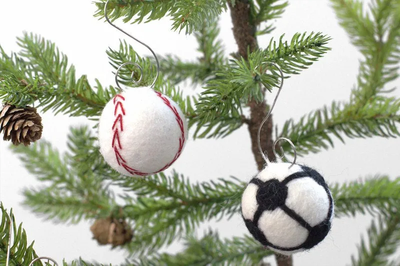 Sports Ornaments- SET OF 4- Football, Baseball, Basketball, Soccer Ball