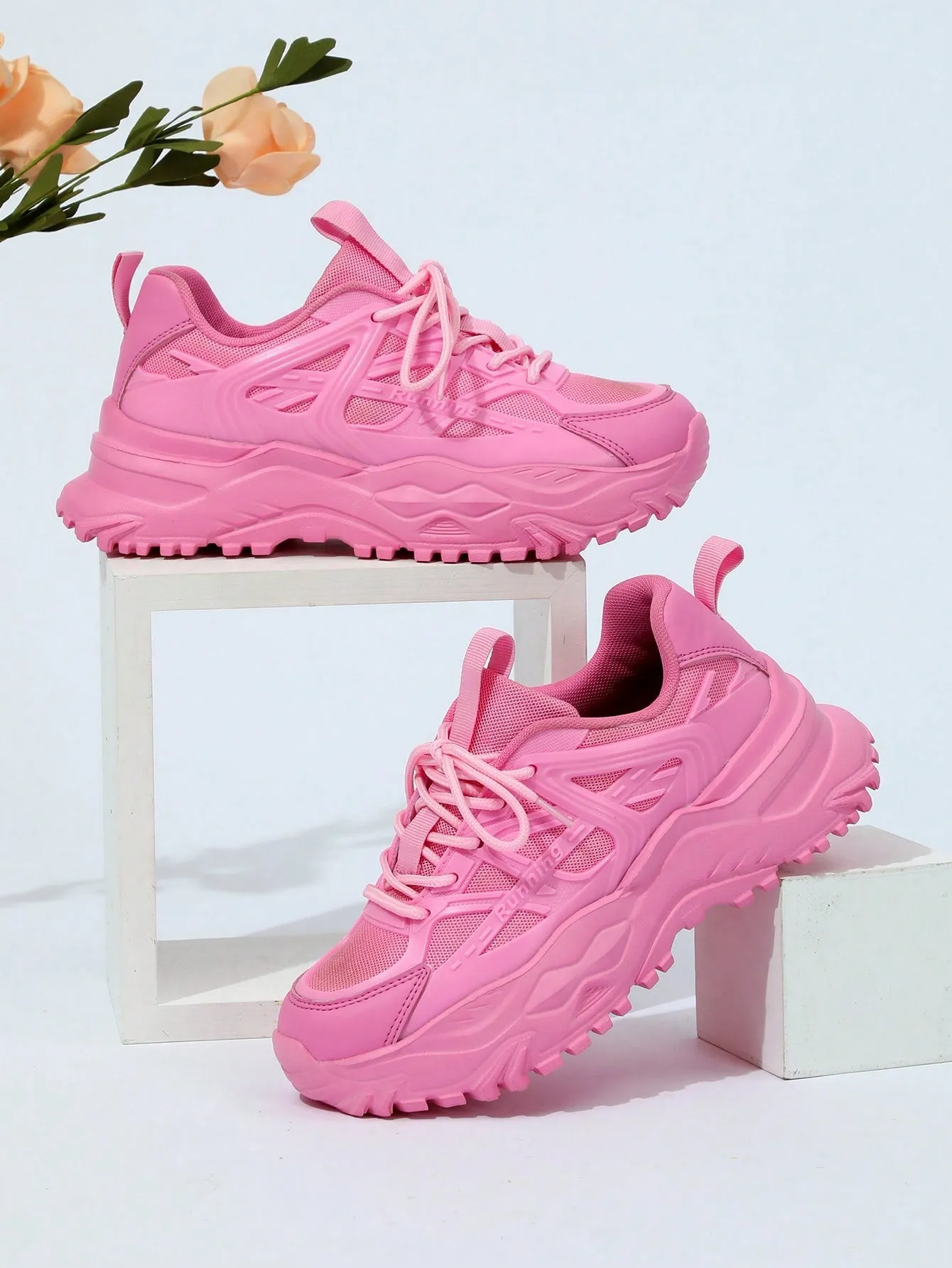 Sporty Chunky Sneakers For Women, Lace-up Front Sneakers