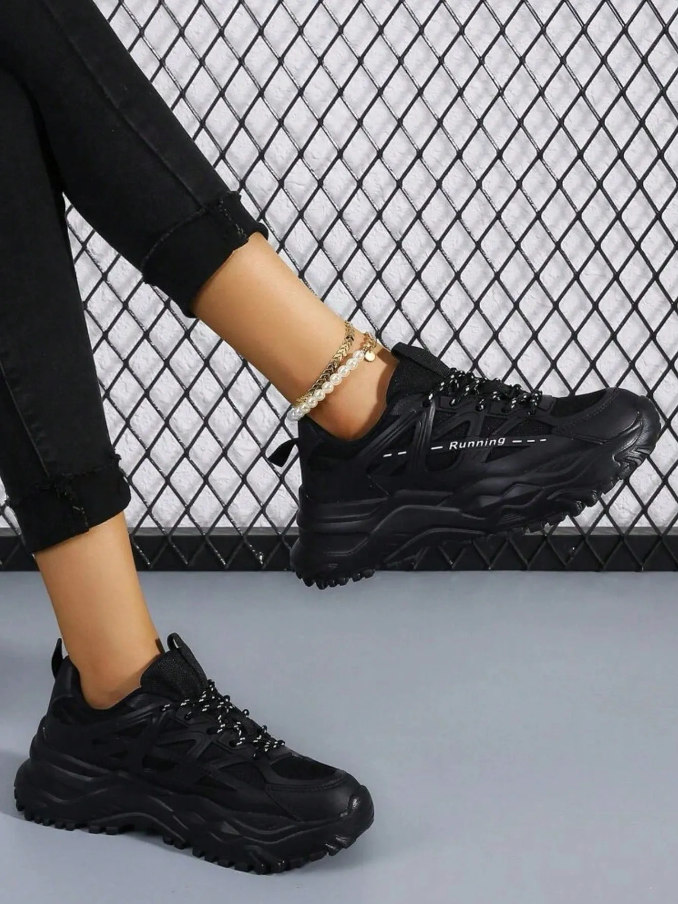 Sporty Chunky Sneakers For Women, Lace-up Front Sneakers