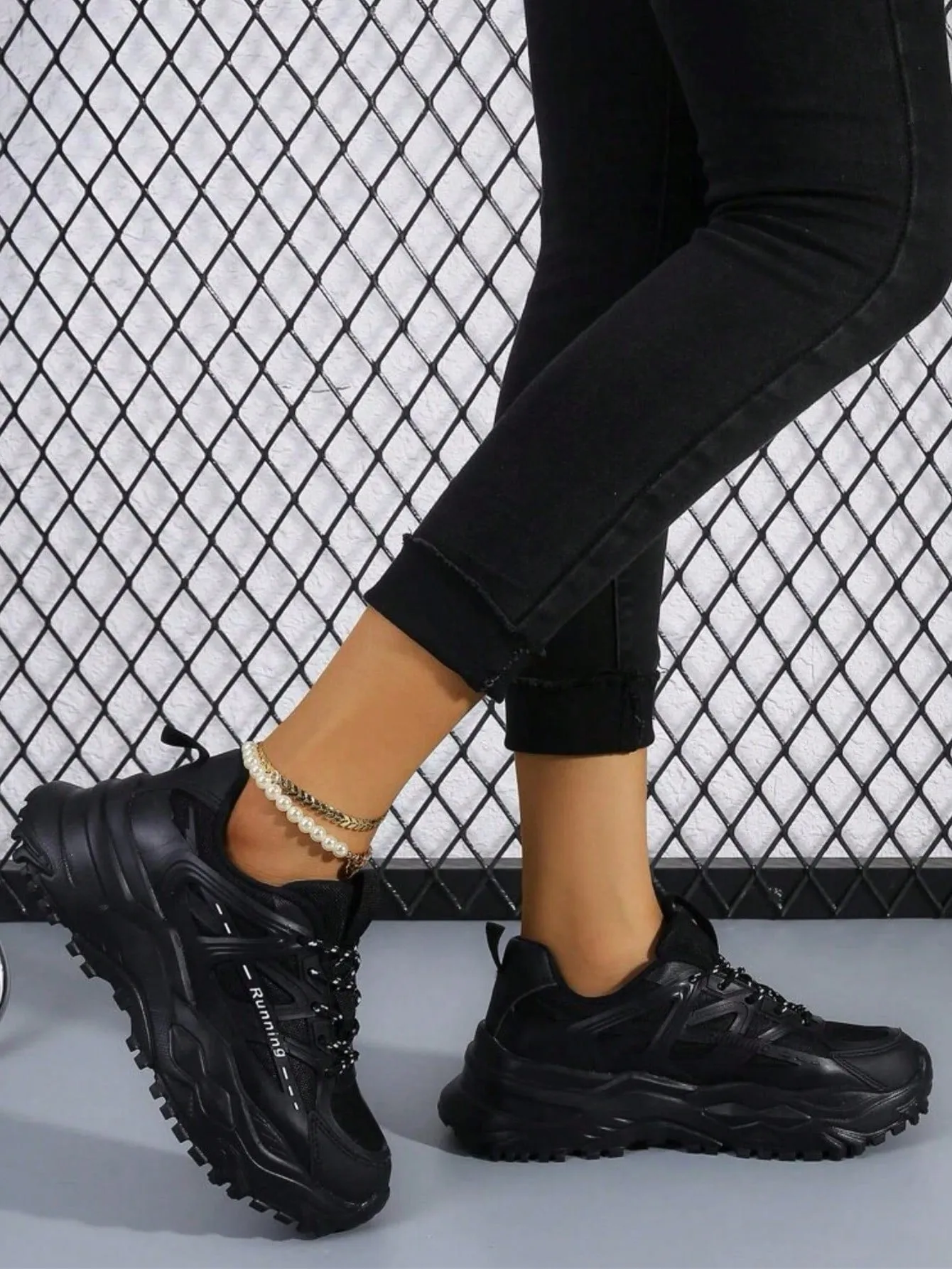 Sporty Chunky Sneakers For Women, Lace-up Front Sneakers