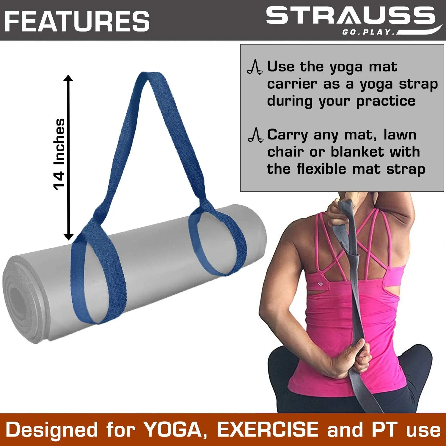 Strauss Yoga Mat Strap (Blue)