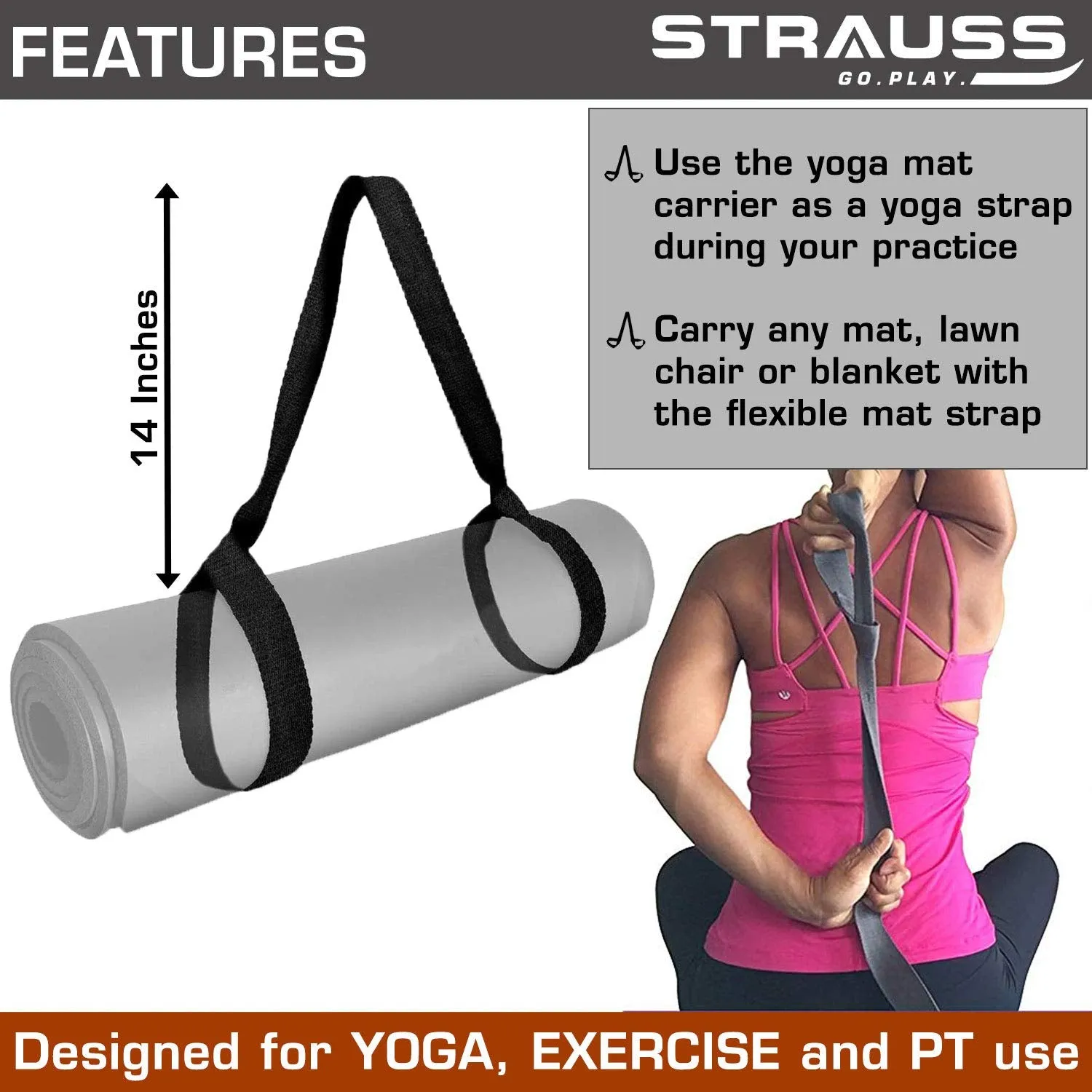 STRAUSS Yoga Mat Strap (Purple)