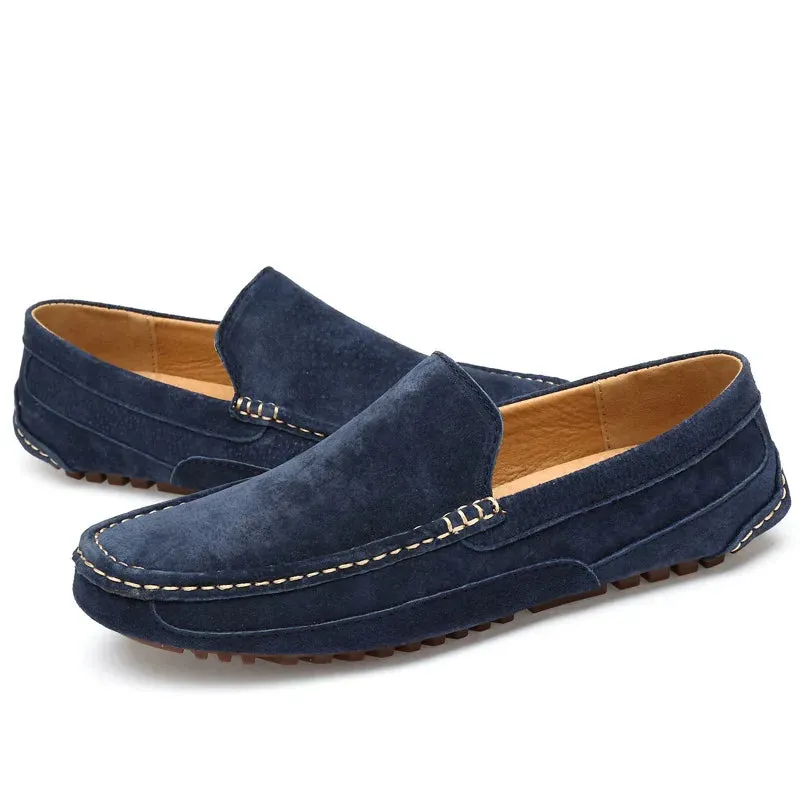 Suede Leather Round Toe Loafers