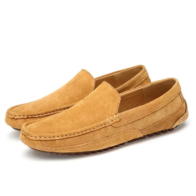 Suede Leather Round Toe Loafers