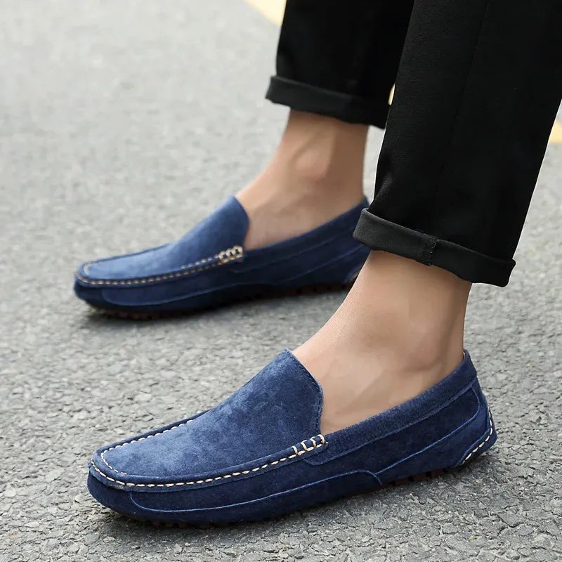 Suede Leather Round Toe Loafers