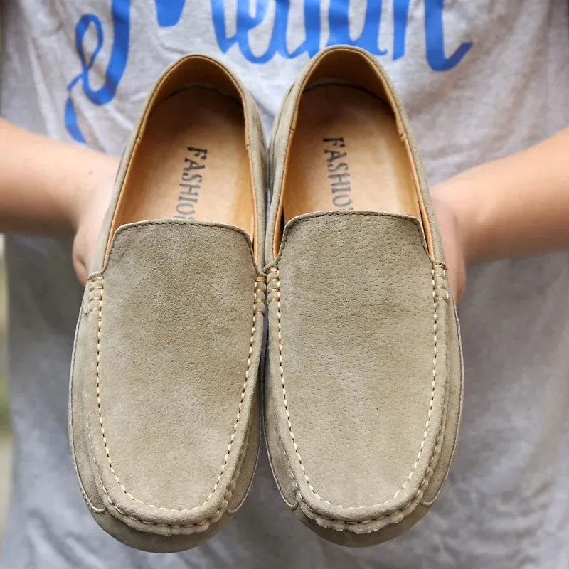 Suede Leather Round Toe Loafers