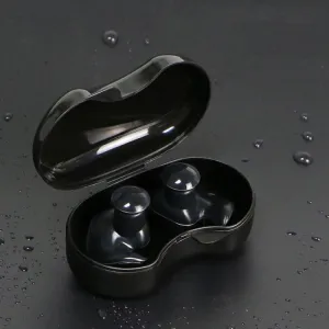 Swimming Waterproof Spiral Silicone Earplugs(Black)