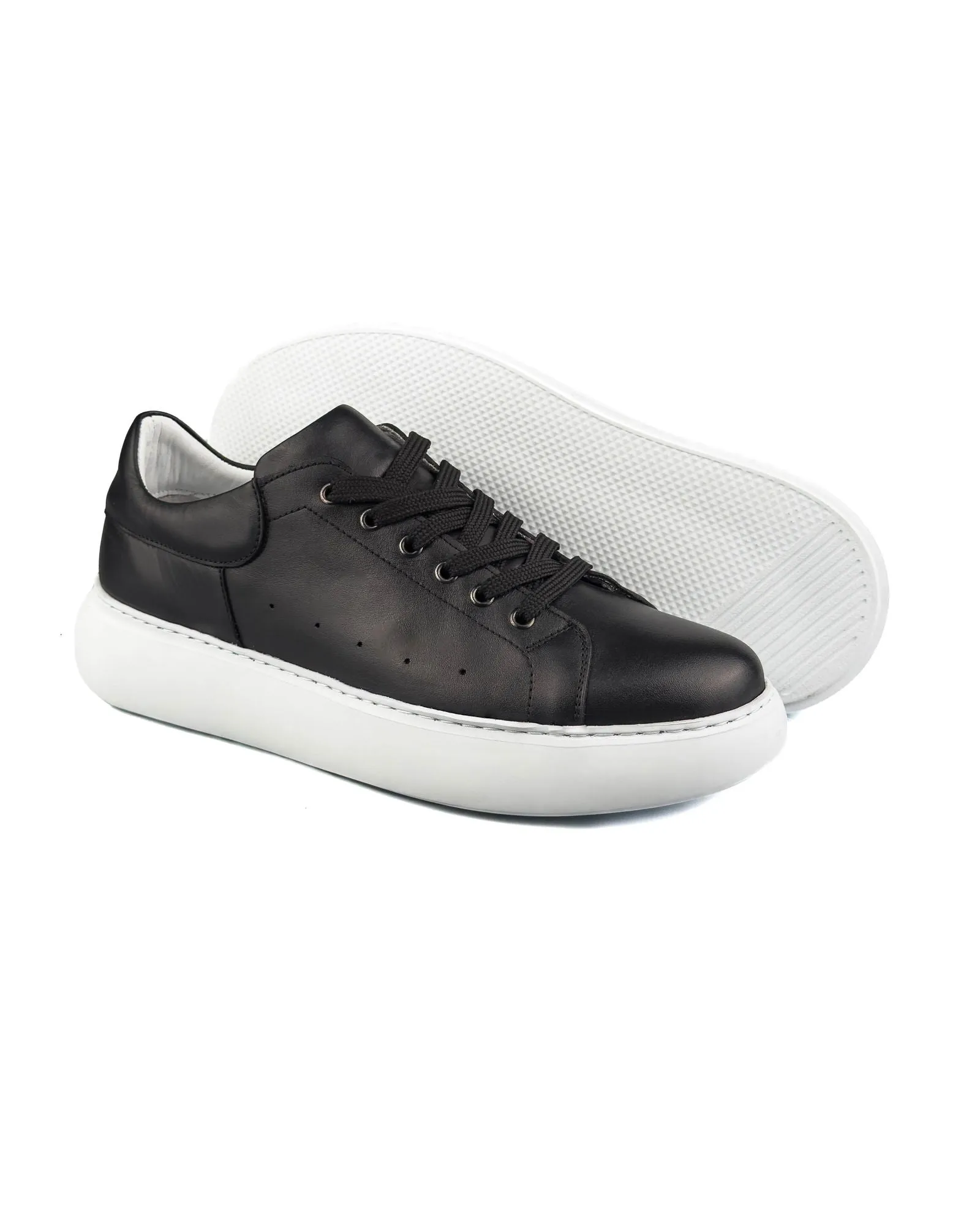 T-Strada Black Leather Genuine Leather Men's Sneakers