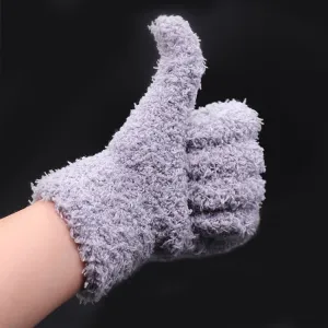 Thickened Hanging Porcelain Pulp Tray Walnut Coral Velvet Gloves, Color: Gray Regular