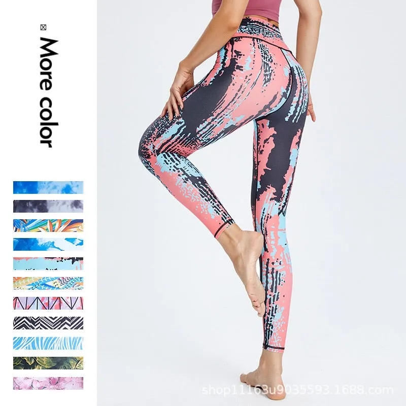 Tie-Dye Print Geometric Fitness Essentials Sweatpants Casual Sports Leggings