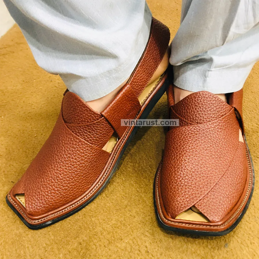 Traditional Handmade Burgundy Peshawari  Men's Chappal