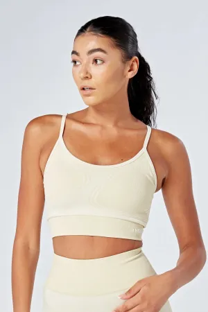 Twill Active Recycled Colour Block Body Fit Seamless Sports Bra - Stone