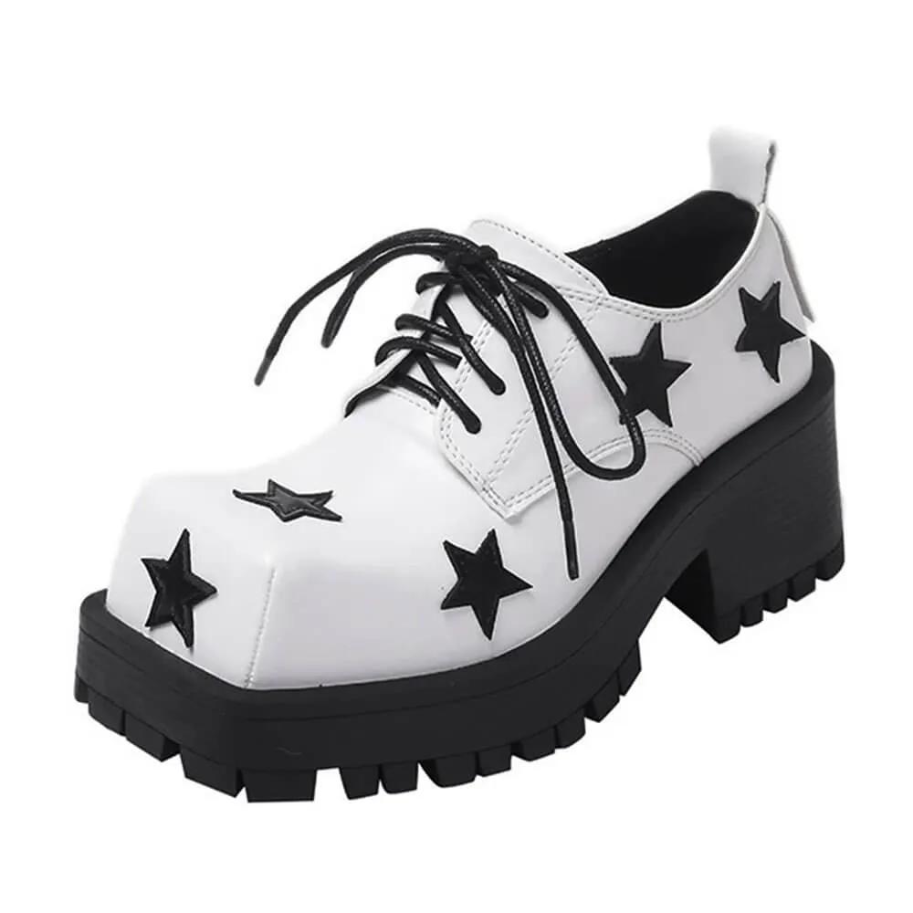 Uniwim Gift Black & White Star Platform Oxfords