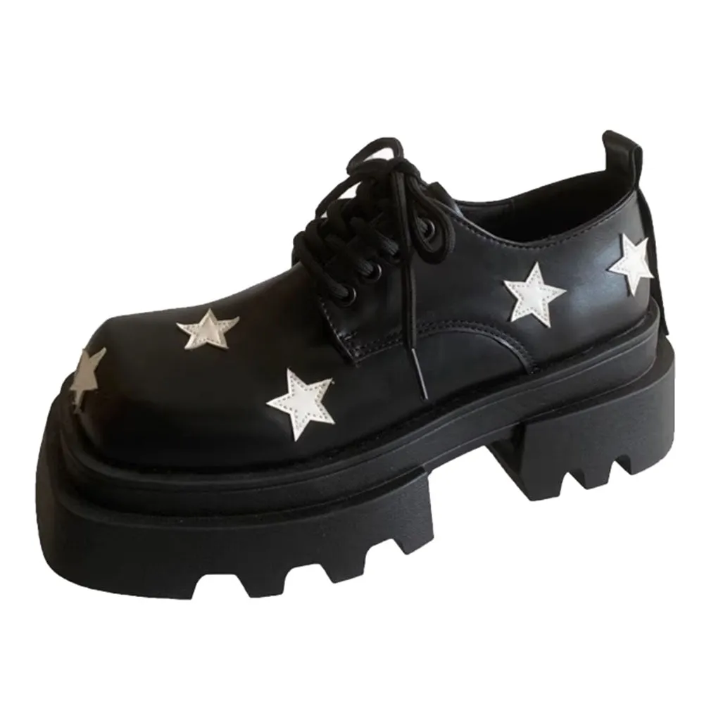 Uniwim Gift Black & White Star Platform Oxfords