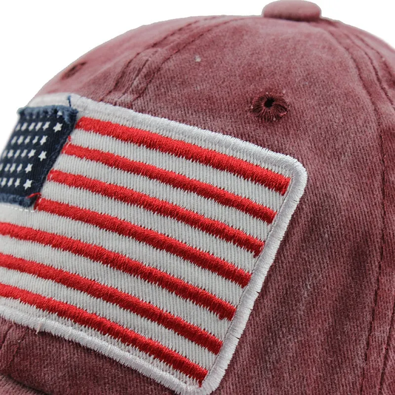 USA Flag Embroidered Patched Baseball Cap