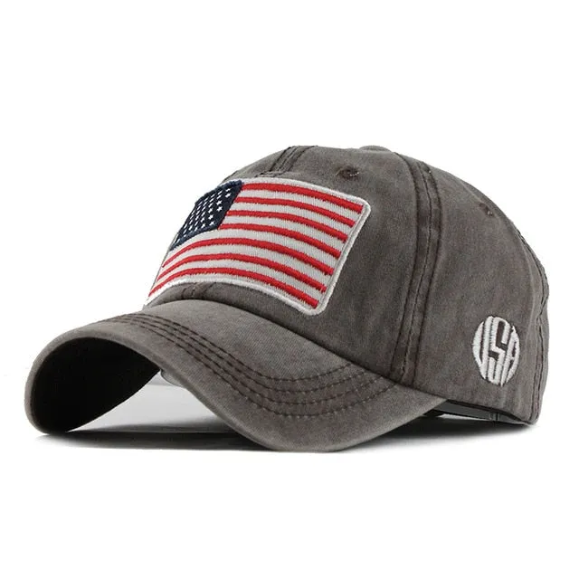 USA Flag Embroidered Patched Baseball Cap