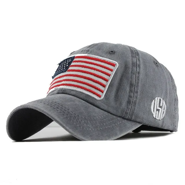 USA Flag Embroidered Patched Baseball Cap