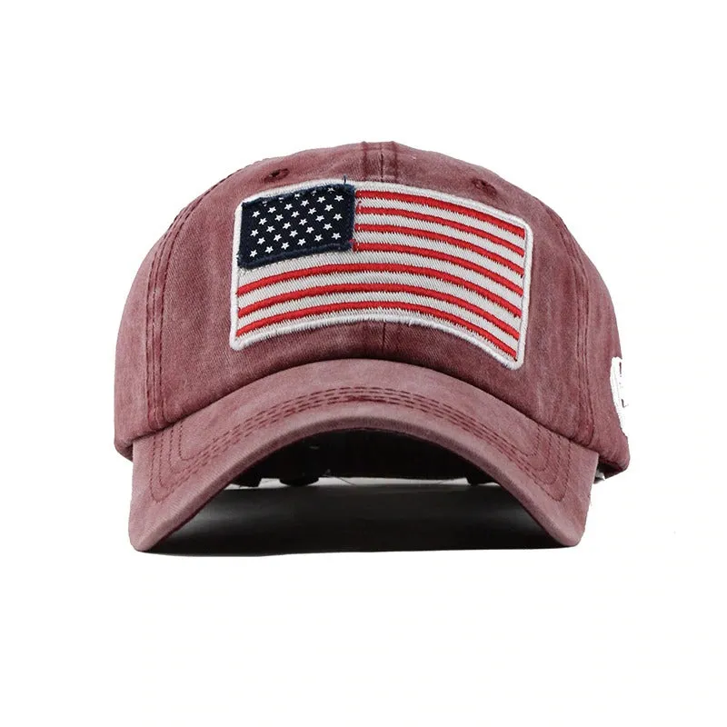 USA Flag Embroidered Patched Baseball Cap