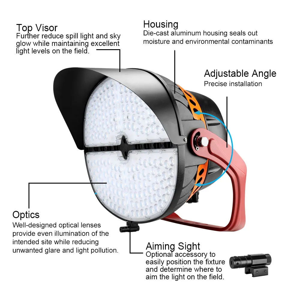 VEGA LED Sports Light - 850W - 118,000lm - 5700K - 277-480V - 4H4V - 2000W Equal - 10 Year Warranty