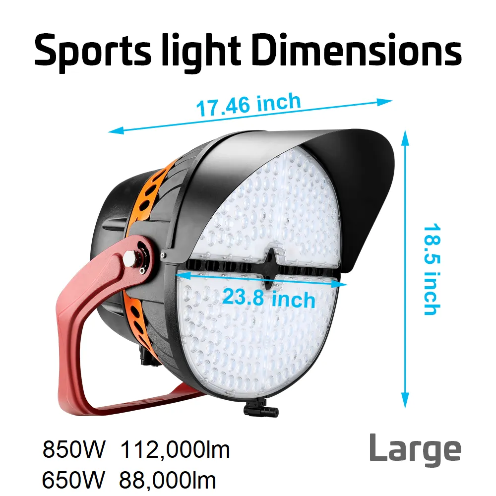 VEGA LED Sports Light - 850W - 118,000lm - 5700K - 277-480V - 4H4V - 2000W Equal - 10 Year Warranty