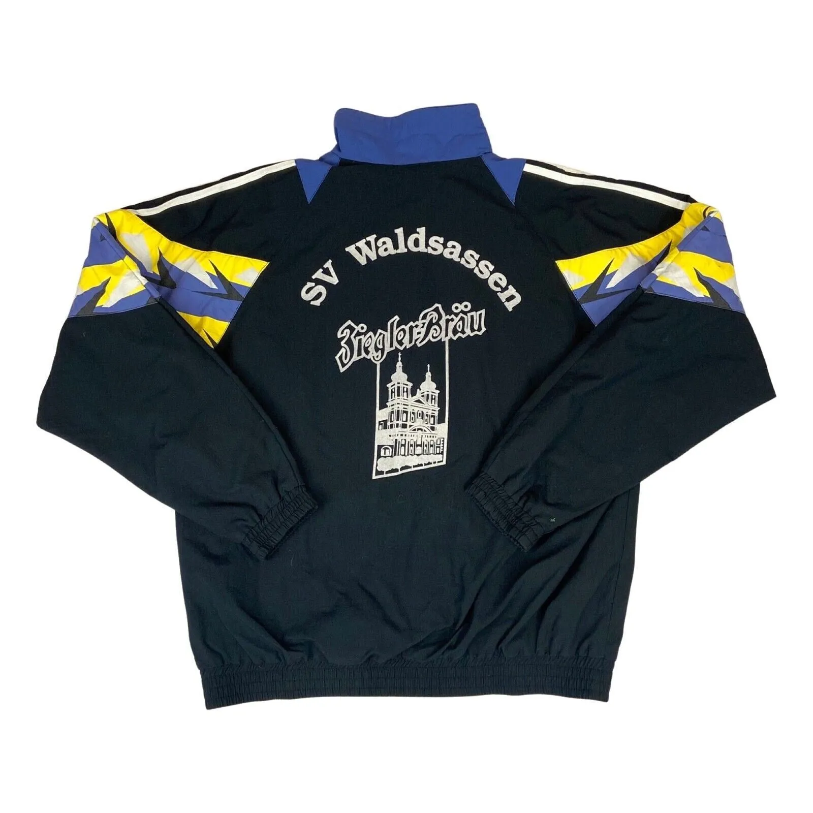 Vintage 90s Black Blue Yellow Adidas Track Sports Jacket Embroidered German XXL