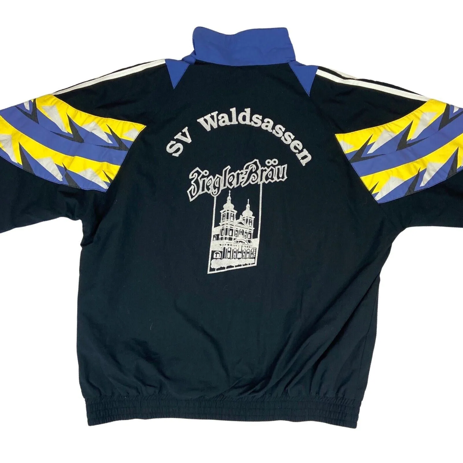 Vintage 90s Black Blue Yellow Adidas Track Sports Jacket Embroidered German XXL