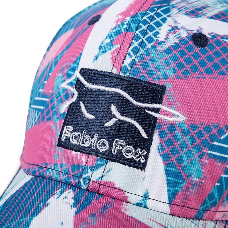 Women Geometric Tie Dye Cap Cotton Fabio Fox Patch Fashion Baseball Cap Women Casual Adjustable Outdoor Streetwear Hat Cap