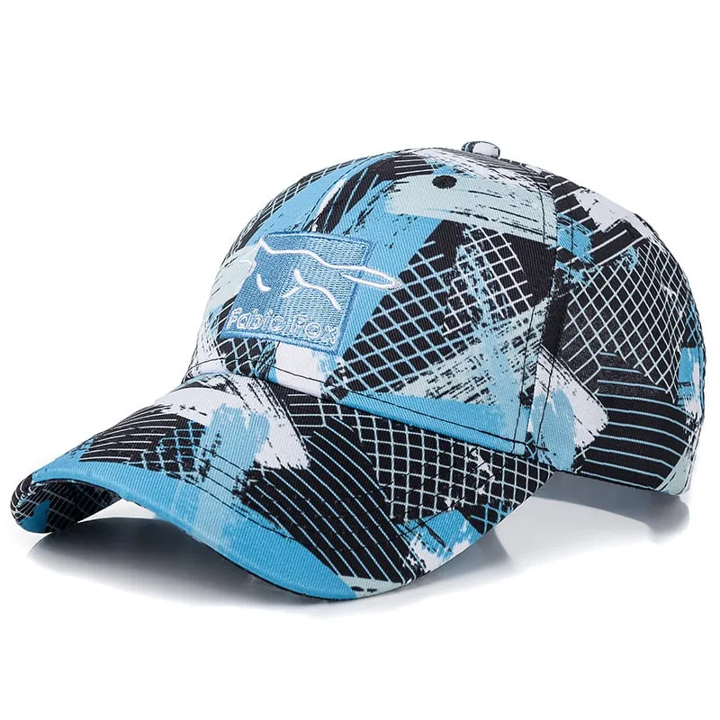 Women Geometric Tie Dye Cap Cotton Fabio Fox Patch Fashion Baseball Cap Women Casual Adjustable Outdoor Streetwear Hat Cap