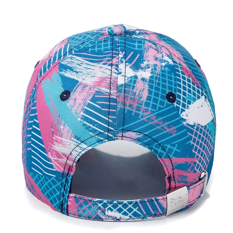 Women Geometric Tie Dye Cap Cotton Fabio Fox Patch Fashion Baseball Cap Women Casual Adjustable Outdoor Streetwear Hat Cap