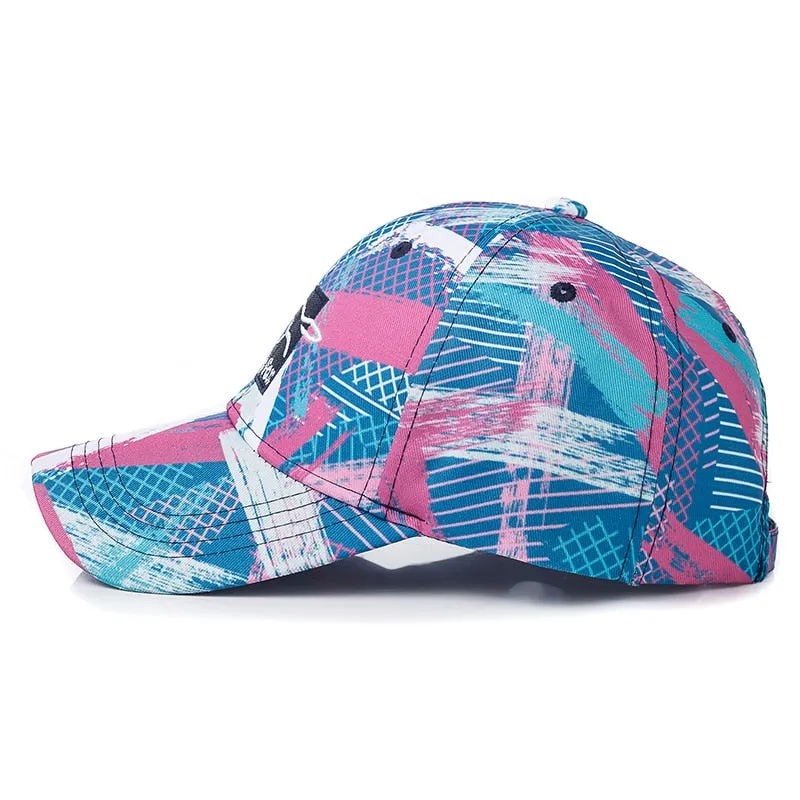 Women Geometric Tie Dye Cap Cotton Fabio Fox Patch Fashion Baseball Cap Women Casual Adjustable Outdoor Streetwear Hat Cap