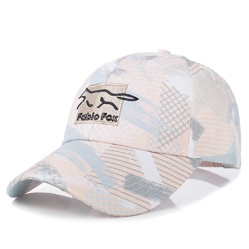 Women Geometric Tie Dye Cap Cotton Fabio Fox Patch Fashion Baseball Cap Women Casual Adjustable Outdoor Streetwear Hat Cap