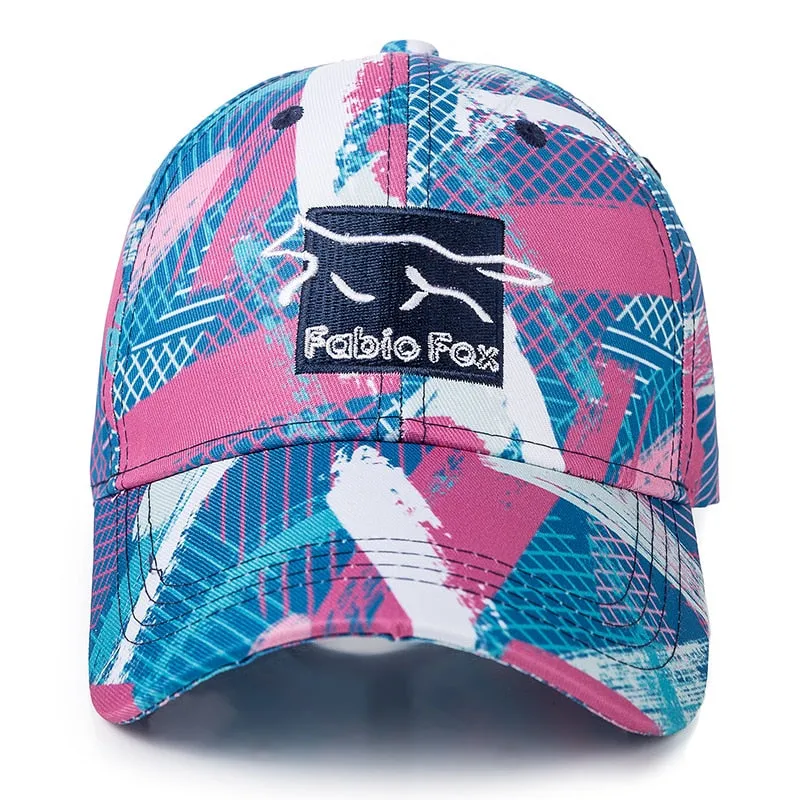 Women Geometric Tie Dye Cap Cotton Fabio Fox Patch Fashion Baseball Cap Women Casual Adjustable Outdoor Streetwear Hat Cap